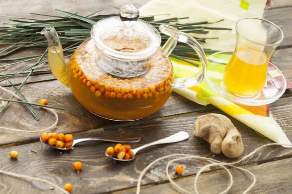 sea ​​buckthorn tea, ginger and honey to increase strength